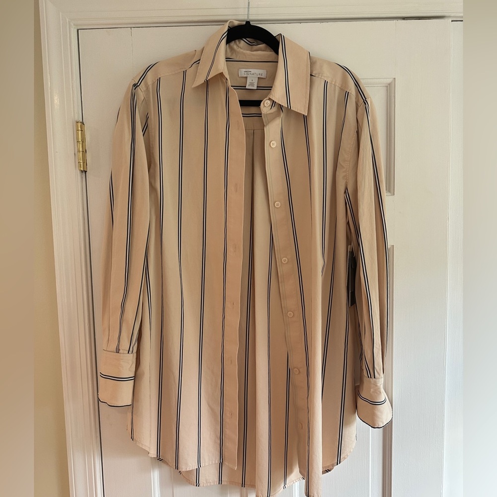Nordstrom oversized pink button down shirt